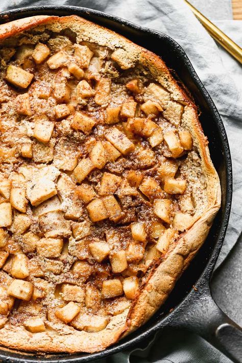 Caramel Apple Clafoutis Recipe Cloufuti Recipe, Apple Clafoutis, Brown Butter Caramel, Brandy Cream Sauce, Clafoutis Recipe, Savory Apple Recipes, Clafoutis Recipes, Apple Desserts Easy, Apple Pork Chops