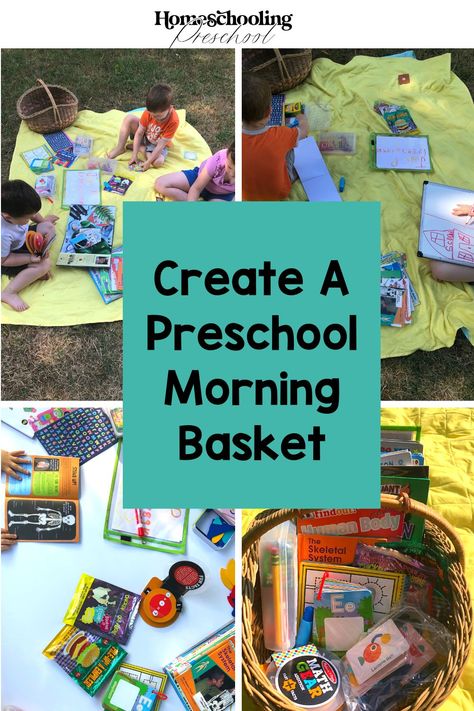 Morning Basket Themes, Morning Basket Kindergarten, Morning Basket Ideas Preschool, Themed Morning Basket, Preschool Morning Basket, Morning Basket Ideas Toddlers, Homeschool Basket, Toddler Morning Basket, Morning Basket Homeschool