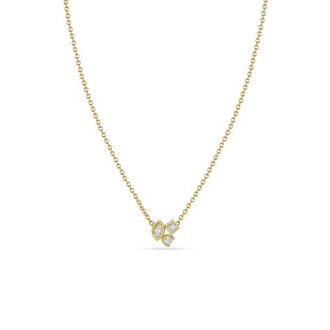 14k gold cable chain necklace with a mixed cut diamond cluster pendant made of bezel set marquise and princess diamonds and a prong set round diamond SPECIFICS • 14k cable chain is adjustable at 14-15-16"• pendant is approx. 5mm x 5mm• marquise diamond is approx. 3mm x 1.5mm• princess diamond is approx. 1.5mm• round di Bezel Set Marquise, Diamond Cluster Necklace, Cable Chain Necklace, Cluster Necklace, Cluster Pendant, Unique Diamonds, Princess Diamond, Marquise Diamond, Diamond Pendant Necklace