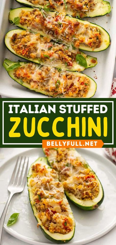 Here's a side dish you can serve as an easy meal! Your family will love this zucchini recipe. Not only are these stuffed zucchini boats full of delicious Italian flavors, but they are also hearty and filling! Couscous Sausage, Stuffed Zucchini Recipes, Poverty Meals, Boat Recipes, Zucchini Dinner, Easy Vegetable Side Dish, Zucchini Boat, Recipe With Sausage, Zucchini Dinner Recipes