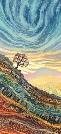 Rebecca Vincent, Landscape Quilt, Landscape Quilts, Arte Inspo, 판타지 아트, Contemporary Landscape, Aboriginal Art, Tree Art, On The Edge