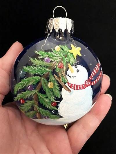 hand painted bauble - handmade Christmas decoration by TheLadyMoth on ... Ornament Decorating, Ornament Painting, Hand Painted Bauble, Handpainted Christmas Ornaments, Ornament Snowman, Christmas Windows, Easy Christmas Ornaments, Diy Christmas Ornaments Easy, Personalised Christmas Baubles