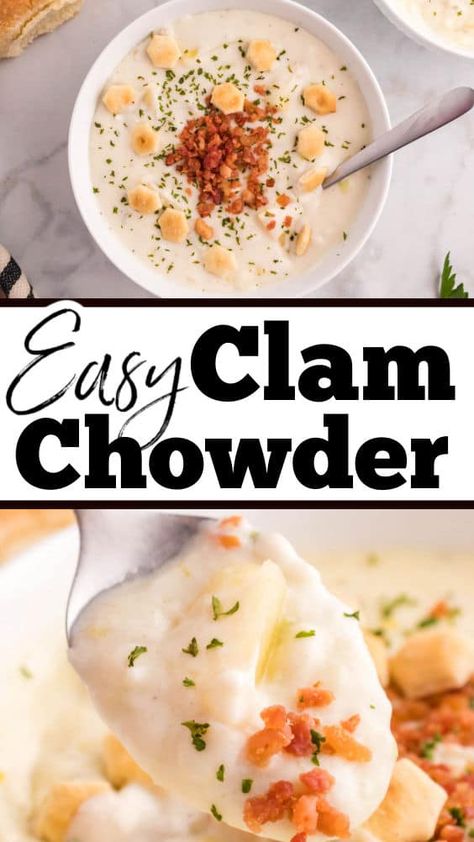 Calm Chowder Recipes, White Clam Chowder, Clam Corn Chowder Recipe, Clam Chowder Recipe New England Easy, Clam Chowder With Fresh Clams, Easy Clam Chowder Recipe, Easy Clam Chowder Recipe Simple, Thick Clam Chowder Recipe, New England Clam Chowder Recipe Crockpot