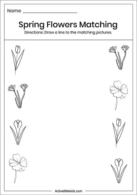 Gardening Worksheets, Matching Worksheets For Preschool, Spring Worksheets For Kids, Spring Worksheets Preschool, Spring Math Worksheets, Spring Printables Free, Spring Worksheets, Spring Preschool Activities, Spring Worksheet