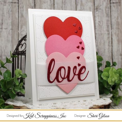 Clean & Simple “Love” A2 Card | Kat Scrappiness Blog Valentines Day Cards Handmade, Valentine Love Cards, Valentine Cards Handmade, Stamping Up Cards, Valentine Cards, Heart Cards, Valentine Crafts, Love Cards, Simple Cards