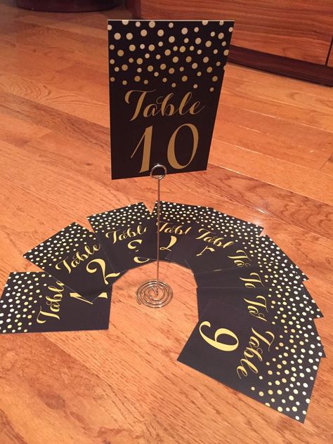 INVENTORY Vertical Table Card Numbers 1 10 Elegant Gold and Black Double Sided Hollywood 1920s Table Decorations, Black And Gold Party Decorations Table, Harlem Nights Theme Party, Harlem Nights Theme, Harlem Nights Party, Great Gatsby Prom, Red Carpet Theme, Hollywood Birthday, Theme Party Ideas