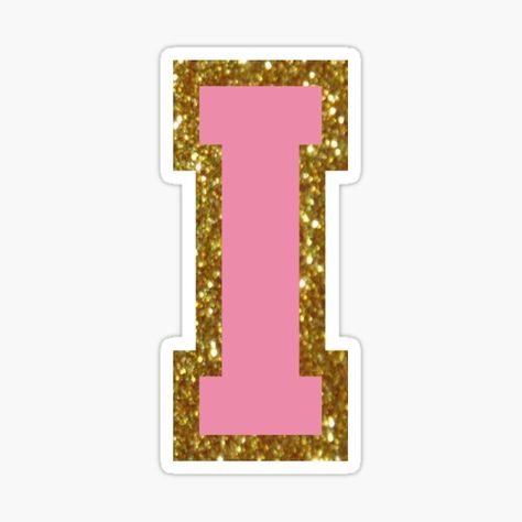 "gold and pink varsity letter T" Sticker by byleahwithlove | Redbubble Diy Graduation Gifts, Retro Wallpaper Iphone, Pink Birthday Party, Varsity Letter, Pink Letter, Graduation Diy, Iphone Hacks, Gold And Pink, Letter Stickers