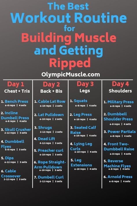 4 Day Workout Split, Total Body Workout Plan, 4 Day Workout, Workout Split, Fitness Studio Training, Workout Plan For Men, Bolesti Chrbta, Bodybuilding Workouts Routines, Best Workout Routine