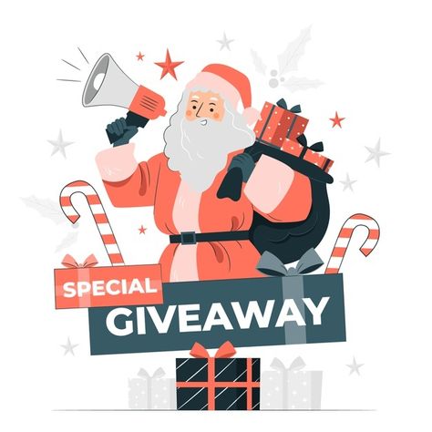 Christmas giveaway concept illustration | Free Vector #Freepik #freevector #santa-claus #gift #gift-box #holiday Giveaway Winner Graphic, Giveaway Winners Graphic, Winner Graphic, Christmas Gift Story, Holiday Contest, Christmas Giveaway, Gift Logo, Poster Template Design, Giveaway Gifts