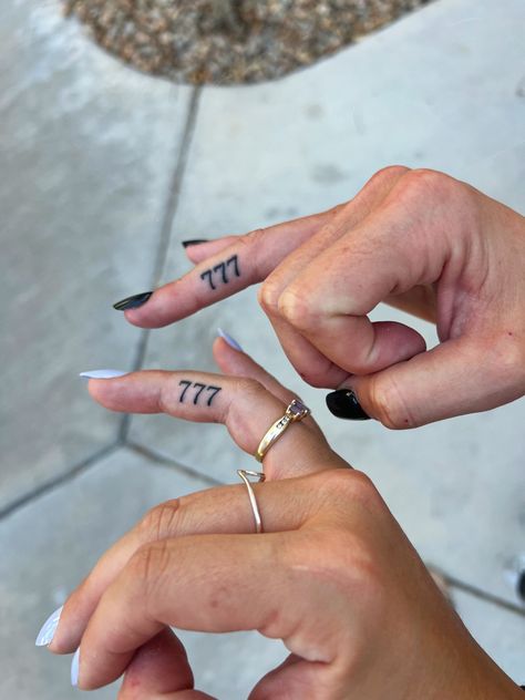 Angel Number Tattoo Finger, Finger Tattoos Angel Numbers, 7 Finger Tattoo, 7 Angel Number Tattoo, 777 Wrist Tattoo, 777 Finger Tattoo, Number Tattoo On Finger, Angel Number Tattoo Ankle, Angel Number Tattoo Men