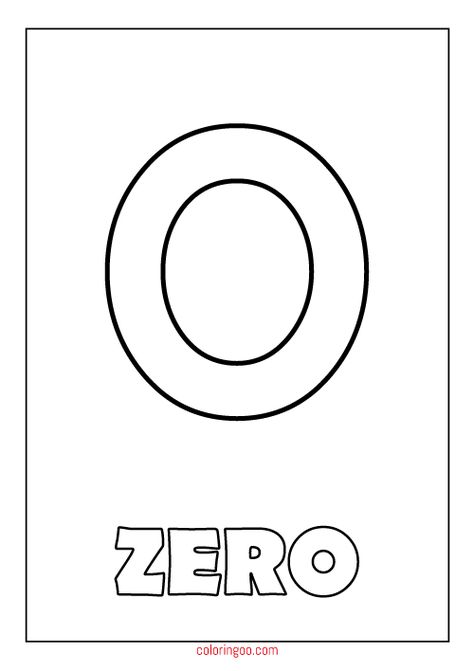 Printable Number Zero Coloring Page (PDF) for Kids. High quality free printable pdf coloring, drawing, painting pages and books for adults... Zero Coloring Page, Zero Crafts For Preschoolers, Number Zero Crafts For Preschoolers, Number Zero Worksheet, Number Zero Activities Preschool, Zero Drawing, Zero Number, Subbing Ideas, Free Learning Websites