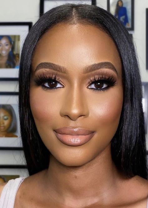 Natural Full Glam Makeup Black Women, Holiday Glam Makeup Black Women, Mother Of The Bride Makeup Black Women, Wedding Makeup Looks Black Women, Soft Formal Makeup, Wedding Make Up Black Women, Natural Makeup For Bridesmaids, Glamour Makeup Black Women, Family Photo Makeup