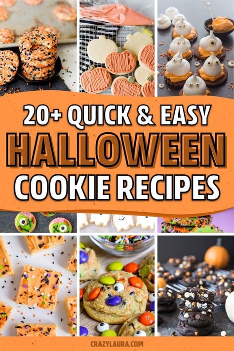 Quick And Easy Treats, Witch Cookies, Easy Halloween Cookies Recipes, Pumpkin Cookies Easy, Easy Halloween Cookies, Witch Cookie, Candy Corn Cookies, Crazy Laura, Cookie Recipe Video