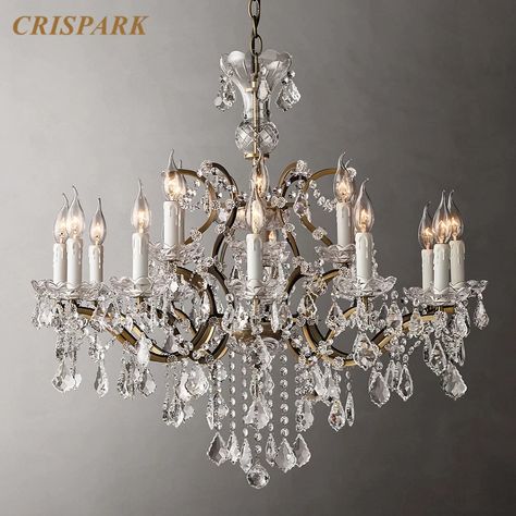 19th C. Rococo Iron & Crystal Round Chandelier LED Brass Luxury Chandelier Lamp Indoor Lighting Fixture for Bedroom Living Room|Chandeliers| - AliExpress Chandelier Brass, White Candle Sticks, Chandelier Led, Timothy Oulton, Led Candle Lights, Round Chandelier, Storage Mirror, Rococo Style, Brass Candlesticks