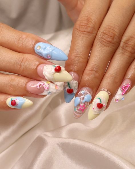 Now this…THIS IS A BIRTHDAY SET🎂 . Happy birthday to one of my day ones! So thankful for your constant support, our hours long appointments, tea spill and therapy seshes. Wishing you a happy 24th birthday and cheers to many more🥰🥰 @e.r.vasquez . #nails #nailusa #nailart #naildesign #nailsofInstagram #naildesigns #nailsoftheday #naildesignsideas #acrylic #acrylicnails #raleigh #durham #raleighnails #trend #trendynails #nailinspo #springnails #summernails #funnails #colorfulnails #raleighnailt... Birthday Theme Nails, Happy Birthday Nails Designs, Tea Party Nails, Birthday Cake Nails, Cake Nails, Birthday Nail Art, Happy 24th Birthday, Bday Nails, Birthday Nail Designs