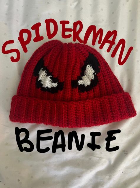 ☆ spider-man handmade crochet beanie ☆ pls message me if you have any questions!! ☆ pls allow up to one week for product to be made!! (^ｰ^) Spider Man Crochet Beanie, Crochet Spider Man Hat, Spider Man Crochet Hat, Crochet Presents For Men, Spider Man Crochet, Spider Man Beanie, Spiderman Room Decor, Crochet Case, Crochet One Piece