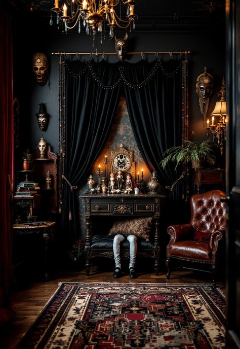 Boho Witchy Bedroom Witchy Maximalist Bedroom, Witchy Decor Aesthetic, Dark Boho Bedroom Aesthetic, Dark Boho Aesthetic, Boho Witchy Bedroom, Witch Bedroom, Witchy Bedroom Ideas, Dark Boho Bedroom, Boho Bedroom Aesthetic