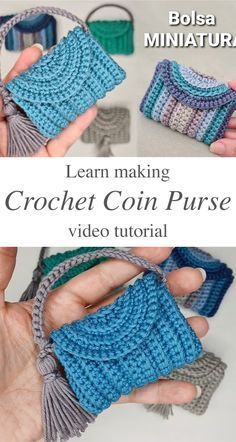 Crochet Coin Purse - Crochet & Knit by Beja - Free Patterns, Videos + How To Coin Purse Crochet Pattern, Purse Patterns Free, Crochet Mini Bag, Tote Crochet, Coin Purse Pattern, Crochet Wallet, Crochet Coin Purse, Purse Crochet, Free Crochet Bag