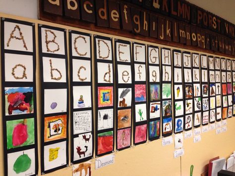 Kindergarten alphabet Reggio Alphabet, Word Wall Ideas, Pre K Classroom, Kindergarten Organization, Kindergarten Alphabet, Alphabet Display, Reggio Inspired Classrooms, Reggio Classroom, Alphabet Kindergarten