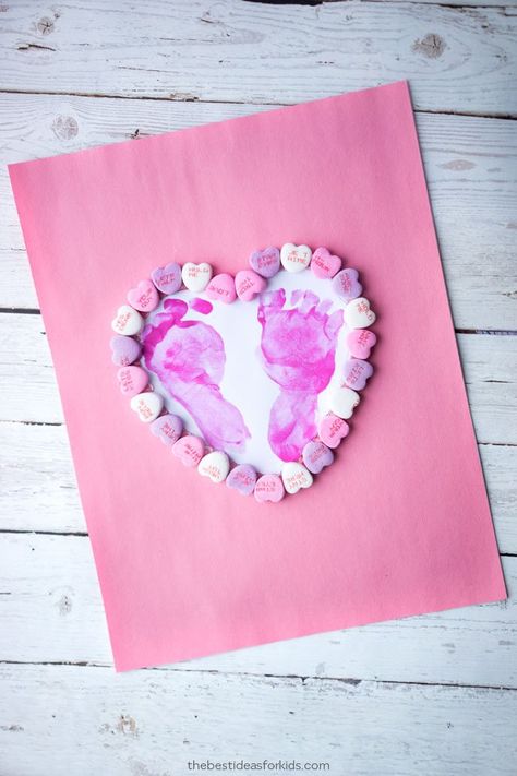 Footprint Heart Footprint Heart, Mess Free Painting, Valentine Bingo, Infant Room, Heart Craft, Footprint Crafts, Simple Crafts, Shrinky Dink, Valentine Crafts For Kids