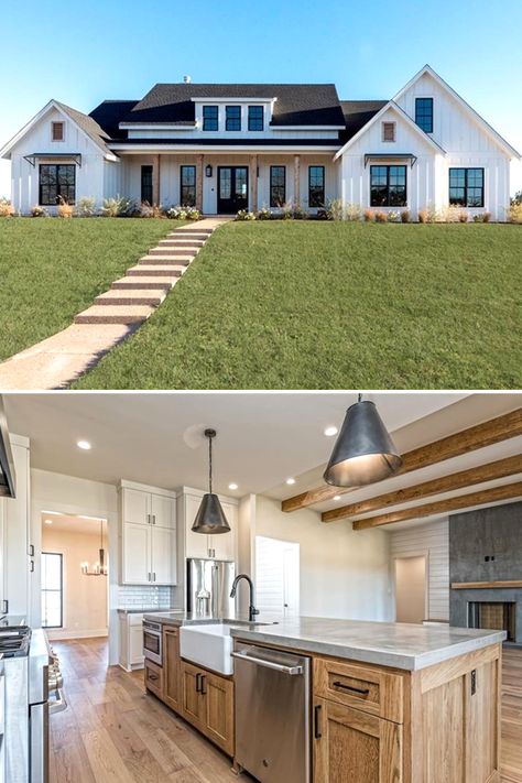 Joanna Gaines House, Home Designs Exterior, Dream Farmhouse, Farmhouse Remodel, Brick Exterior House, Chip And Joanna Gaines, Modern Farmhouse Exterior, Up House, Farmhouse Interior