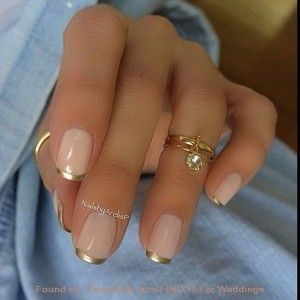 Mail Designs Elegant, Neutral Everyday Nails, New Year’s Nails Short, Classy Wedding Nails For Bride, Nails With Gold Tips, Gold Tip Nails, Nails 2016, French Manicure Designs, Pretty Designs