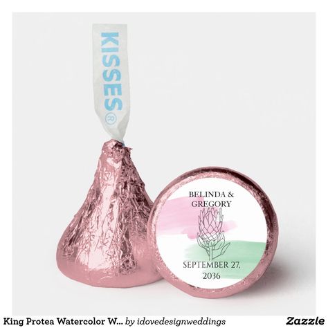 King Protea Watercolor Wedding Hershey Kisses Favors, Pink Roses Wedding, Pastel Baby Shower, Table Favors, Bachelorette Party Bride, Pink Bridal Shower, Bridal Shower Brunch, Kisses Chocolate, Candy Favors