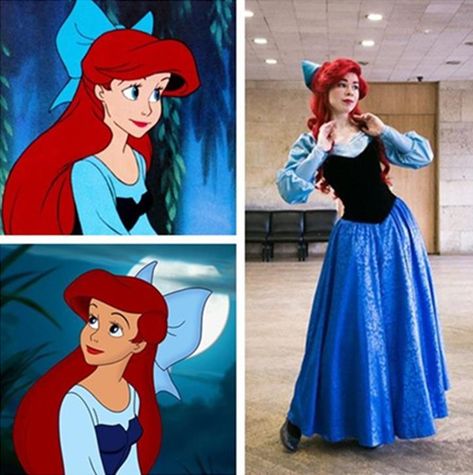 Ariel Blue Dress Costume, Ariel Adult Costume, Little Mermaid Blue Dress, Blue Dress Halloween Costumes, Ariel Costume Women, Ariel The Little Mermaid Costume, Ariel Outfit Ideas, Cinderella Fairy Godmother Costume, Princess Ariel Costume