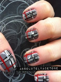 Gray And Red Nails, Winter Toenails, Ohio State Nails, Plaid Nail Art, Plaid Nails, Pedicure Designs, Nail Polish Art, Colorful Nail Designs, Manicure Y Pedicure