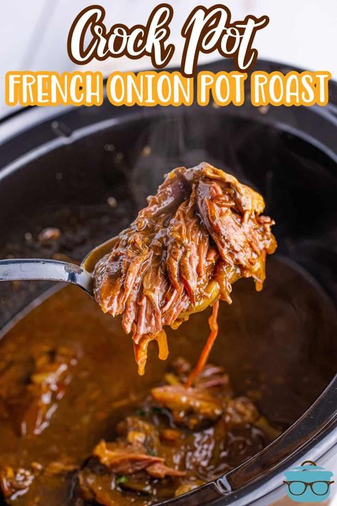 French Onion Pot Roast, Pot Roast Video, Chuck Roast Crock Pot Recipes, Crockpot French Onion Soup, Crockpot Roast Recipes, Pot Roast Crock Pot Recipes, Crockpot Roast, Slow Cooker Roast, Pot Roast Slow Cooker