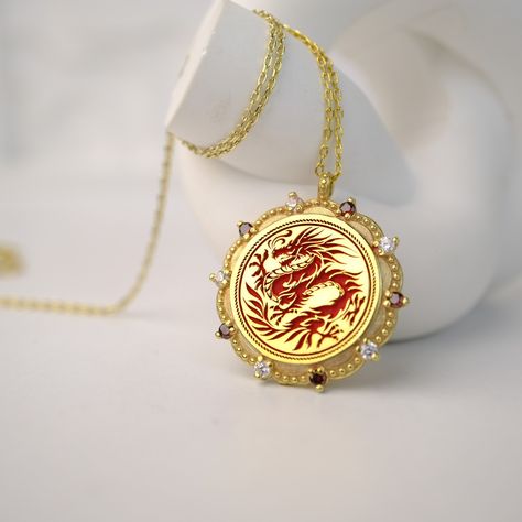 14K Solid Gold Unique Chinese Dragon Necklace with Personalized Stones - Custom Gift Idea #goldnecklace #necklace #dragon #dragonnecklace #chinese #chinesejewelry #chinesenewyear #stone Necklace Dragon, Chinese Jewelry, Dragon Necklace, Chinese Dragon, Clothes Ideas, Customized Gifts, Solid Gold, Gold Necklace, Stone