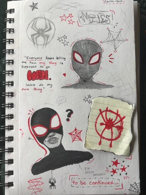 Miles Morales Doodle Art, Into The Spiderverse Sketchbook, Spiderman Sketchbook Ideas, Into The Spiderverse Sketch, Miles Morales Spiderman Sketch, Miles Morales Sketchbook Pages, Spider Man Sketch Pencil, Spider Man Miles Morales Drawing, How To Draw Miles Morales