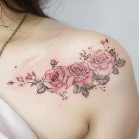 50 Vintage Aesthetic Tattoos For Women That Are Totally Timeless Pink Roses Tattoo, Aesthetic Tattoos For Women, Vintage Rose Tattoo, Watercolor Rose Tattoo, Vintage Aesthetic Tattoos, White Rose Tattoo, Rose Tattoo On Back, Watercolor Rose Tattoos, White Rose Tattoos