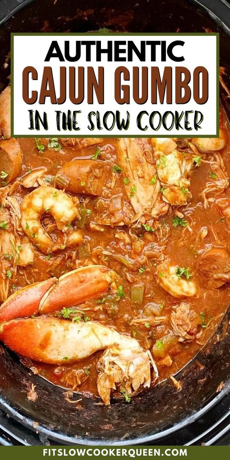 Crockpot Cajun Gumbo, Slow Cooker Seafood Gumbo, Gumbo Slow Cooker Recipes, Crock Pot Gumbo Recipe, Gumbo Recipe Authentic Crockpot, Seafood Gumbo Recipe Crockpot, Gumbo Crockpot Slow Cooker, Crockpot Gumbo Recipe Slow Cooker, Crockpot Seafood Gumbo