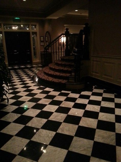 White Black Checkered Floor, Black And White Check Floor Bathroom, Black And White Tile Aesthetic, Gothic Floor Tile, Check Board Floor, Victorian Checkered Floor, Black And White Bar Aesthetic, Checkered Floor Bedroom, Black And White Checkered Floor Wedding