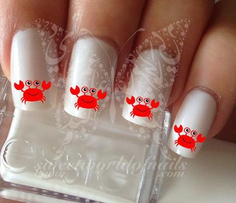 Crab Nails, Paint Nails, Nail Water Decals, Red Crab, Clear Nail Polish, Nails 2021, Nails Only, Stamping Nail Art, Transparent Bag