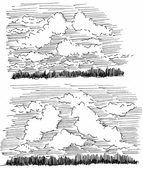 drawing clouds How To Draw Sky, Drawing Clouds, Sketch Cloud, Sky Drawing, Drawing Sky, Rendering Drawing, Ink Drawing Techniques, Pen And Ink Drawings, Architecture Drawing Sketchbooks