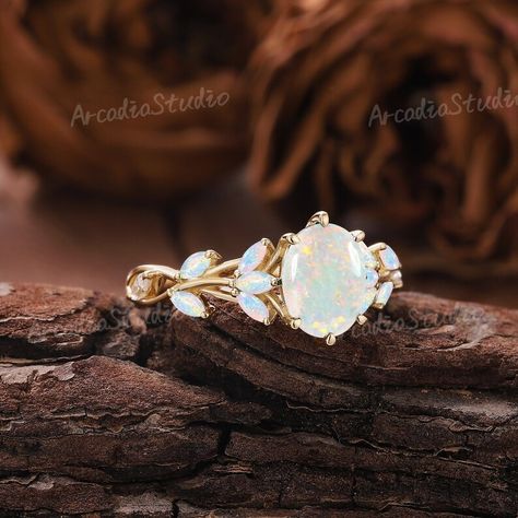 Vintage Oval Opal Engagement Ring Dainty Opal Ring Rose Gold - Etsy Australian Opal Ring Engagement, Silver Engagement Rings Opal, Opal And Gold Ring, Wedding Rings Engagement Opal, Opal Vintage Engagement Ring, Opalite Engagement Ring, Engagement Rings With Opal, Opal Engagement Ring Gold, Promise Rings Opal