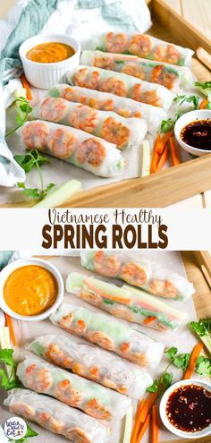 Vietnamese healthy spring rolls with creamy peanut butter sauce are a perfect treat to yourself at home. 30 min flavorful, healthy rolls for lunch or dinner.| #watchwhatueat #Vietnamese #springrolls #healthyrecipes Healthy Rolls, Healthy Spring Rolls, Gut Diet, Wallpaper Food, Plats Healthy, Inflammation Diet, Peanut Butter Sauce, Resep Diet, Inflammatory Diet