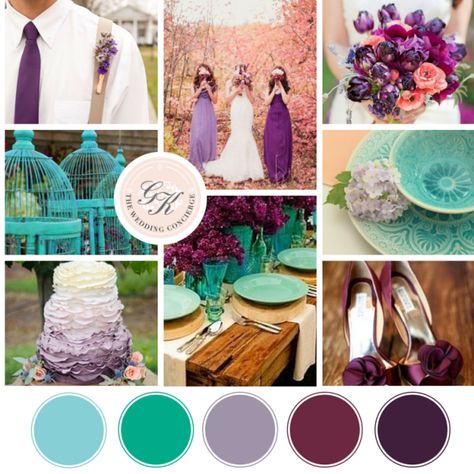 Countryside Purple and Turquoise Wedding Inspiration Board Purple Turquoise Wedding, Magenta Pantone, Pantone Wedding, Bridesmaid Poses, Color Schemes Design, Barn Wedding Reception, Wedding Purple, Rustic Wedding Bouquet, Turquoise Wedding