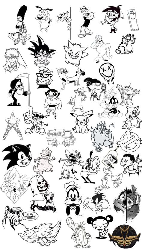 cartoon network tattos 90 Cartoon Tattoos, 90s Anime Tattoo, Gaming Tattoos For Men, Cartoons Tattoo Design, Pizza Tattoo Design, 90s Cartoon Tattoos Ideas, 90s Cartoon Tattoo Designs, Cartoon Style Tattoos, Vintage Cartoon Tattoo