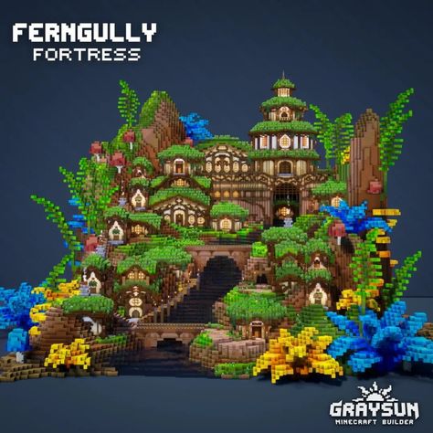 Graysun | Minecraft Content Creator on Instagram: “Minecraft - Ferngully Fortress This was build in collaboration with @shovel241builds.mc It's a huge build! But hey... some people asked…” Minecraft Environment, Skyblock Island, Buda Wallpaper, Fantasy Village, Bangunan Minecraft, Minecraft Cottage, Easy Minecraft Houses, Diy Minecraft, Cool Minecraft Creations