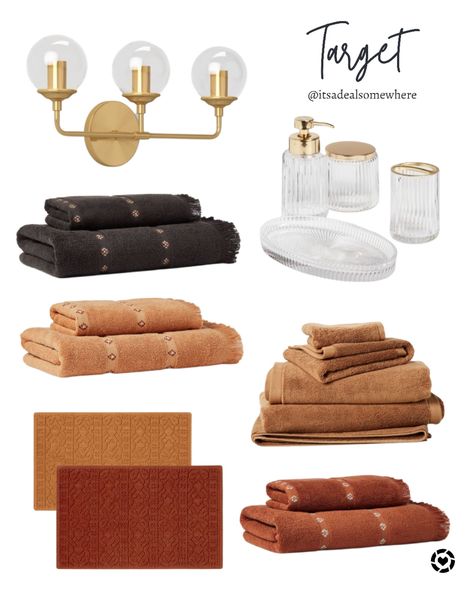 Orange Towels Bathroom Decor, Cream And Tan Bathroom Ideas, Copper Bathroom Ideas Decor, Bathroom Decor Rust Color, Rust Orange Bathroom Decor, Amber Bathroom Accessories, Burnt Orange Bathroom Ideas Decor, Bohemian Bathroom Accessories, Bathroom Earthy Decor