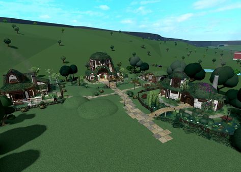 Village Bloxburg, Bloxburg Village Layout, Bloxburg Village, Bloxburg Farm, Bloxburg Cottage, Modern Suburban House, House Layout Design, Cottage House Exterior, Farm Village