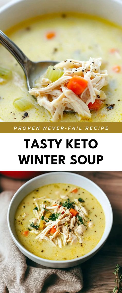 Image for Tasty Keto Winter Soup Rainy Soup Recipes, Healthy Keto Soups, Keto Beef Soup Recipes Low Carb, Keto Veggie Soup Recipes, Easy Keto Soups And Stews, Winter Hearty Soups, Keto Cream Of Chicken Soup Recipes, Healthy Creamy Soups, Keto Soups Crockpot