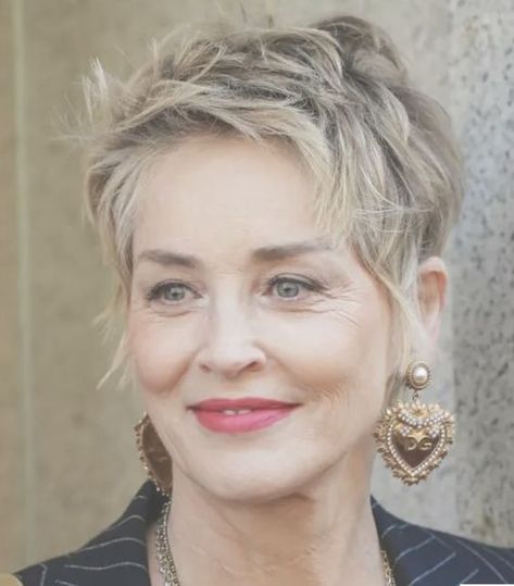 Edgy Short Hair For Women, Shag Hairstyles For Fine Hair, Funky Short Hair, Shaggy Short Hair, Short Haircut Styles, Messy Short Hair, Short Grey Hair, Edgy Short Hair, Sharon Stone