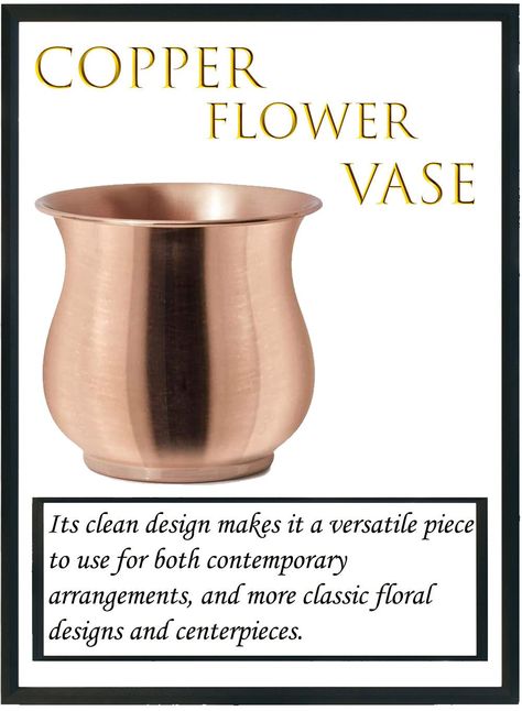 Serene Spaces Living Copper Plated Curvy Flower Vase, Measures 4.75 Tall & 5 Dia - Copper Marble Coffe Table, Contemporary Arrangements, Coffee Table Arrangements, Table Flower Arrangements, Copper Vessel, Copper Table, Entrance Table, Flower Holder, Metal Vase