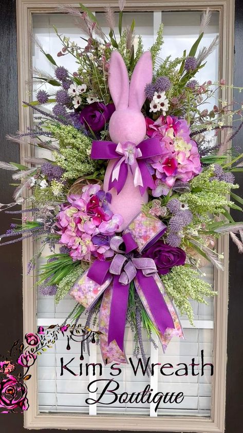 Spring Swag, Lavender Bunny, Easter Swags, Easter Mesh Wreaths, Easter Door Wreaths, Easter Flower Arrangements, Floral Door Wreaths, Easter Home Decor, Designer Board