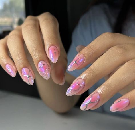 Airbrush Nails, Casual Nails, Pretty Gel Nails, Cute Gel Nails, Soft Nails, Dream Nails, Fire Nails, Funky Nails, Pretty Acrylic Nails