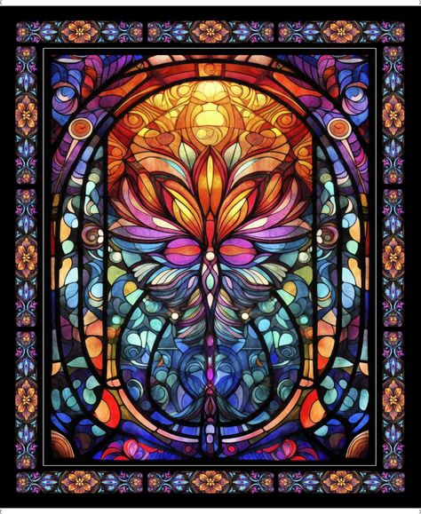 QT Fabrics Radiant Reflections 30393 X 36 Stained Glass Window Panel $11.70/per panel PREORDER DUE APRIL/MAY '24 Dreamy Images, Qt Fabrics, Writing Things, The Quilt Show, Stained Glass Window Panel, Stained Glass Panel, Dragon Artwork, Panel Quilts, Window Art